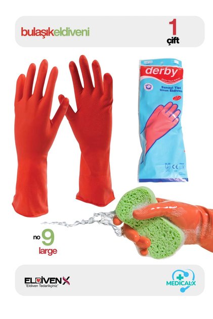 Bulaşık Eldiveni - Asit Eldiveni - Uzun Sanayi Eldiveni (Extra Kalın) 1 ÇİFT - 9/LARGE