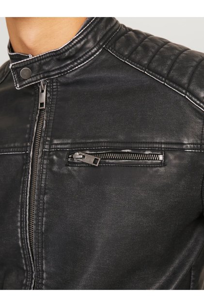 Jjerocky Jacket Noos Siyah Erkek Deri Ceket 12273226 SİYAH Eskitme