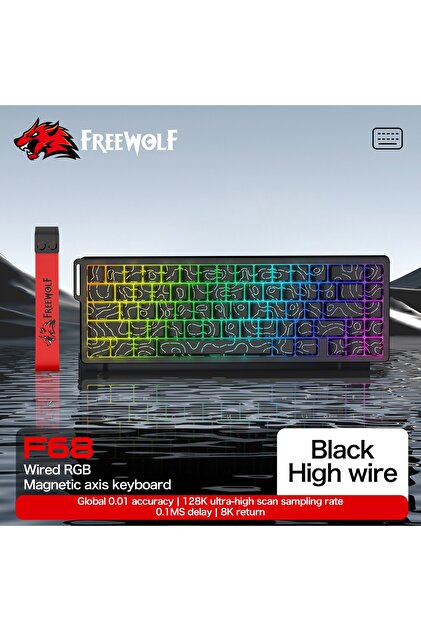 FreeWolf F68 Pro Oyun Klavyesi Manyetik Switch 3 Modlu Kablosuz