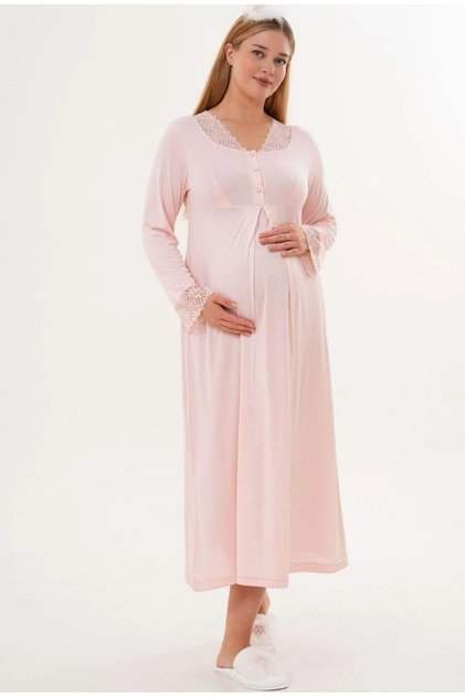 Women's Powder Hidden Nursing Feature Special Design Maternity Nightgown