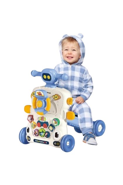 Premergator si Antemergator Multifunctional pentru Copii - Contine Panou Detasabil cu Lumini, Sunete, Volan si Functii Montessori - Cadoul Ideal pentru Copii 1-3 Ani - Albastru