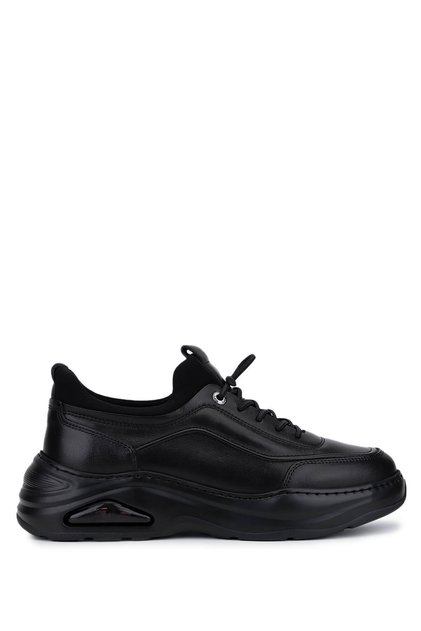 Men's Genuine Leather Black Sneakers & Sports Shoes