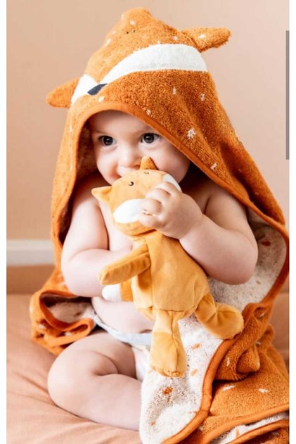 Outlet 100% Cotton Baby Girl-Boy Bath Towel Swaddle Orange/Fox
