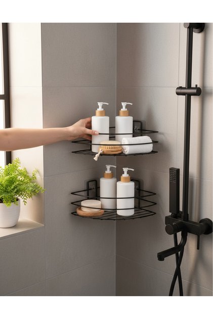 2-Piece Bathroom Corner Shelf - Vacuum Adhesive