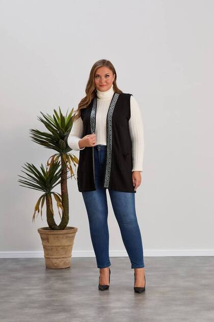 Women's Patterned Elegant Viscose Plus Size Vest