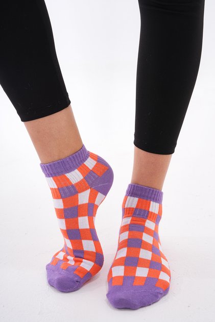 Checkered (Seamless) Cotton Breathable Anti-Sweat Women's Socks