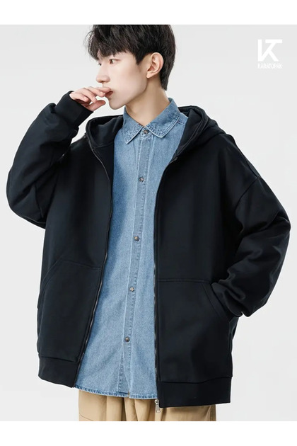 Unisex Kangaroo Pocket Oversize Hooded Zippered Sweatshirt / Cardigan