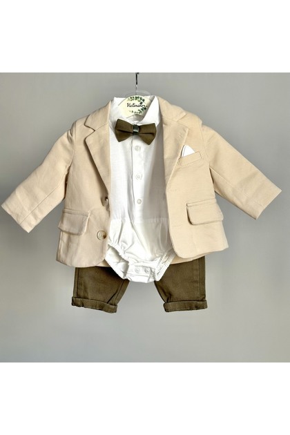 Costum elegant cu sacou bej