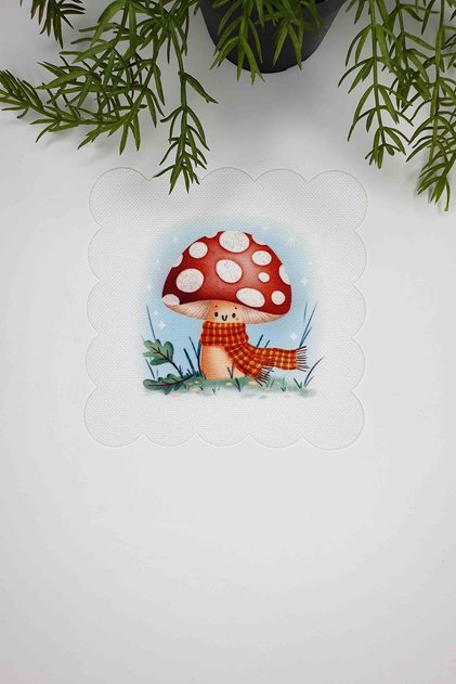 Mushroom Cozy Cute Mushroom Laser Cut Cocktail Napkin 1 Piece