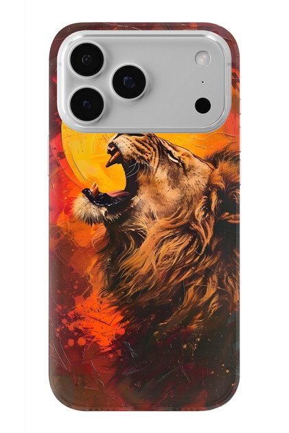 iPhone 17 Pro Max Uyumlu Aslan Desenli Şeffaf Telefon Kılıfı