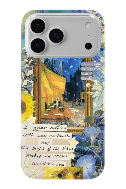 iPhone 17 Pro Max Compatible Van Gogh Cafe Terrace Patterned Transparent Phone Case