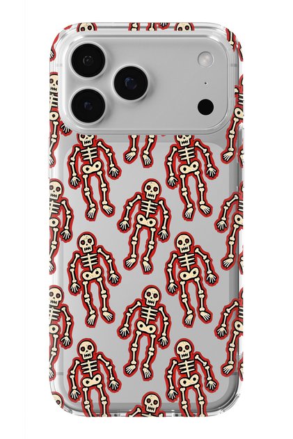 iPhone 18 Pro Max Compatible Skeleton Patterned Transparent Phone Case