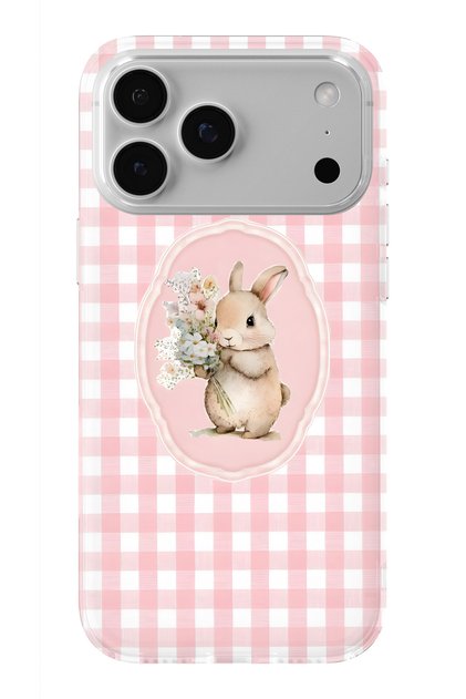 iPhone 18 Pro Compatible Floral Rabbit Pattern Transparent Phone Case