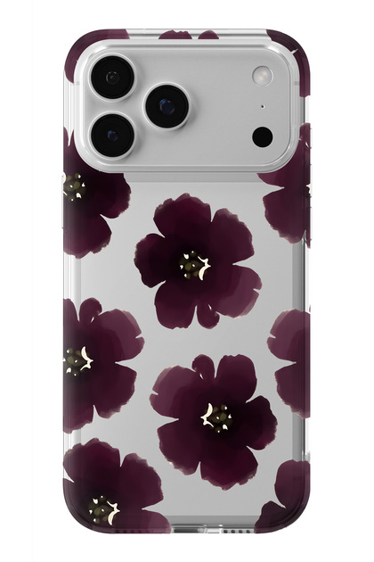 Purple Flower Pattern Transparent Phone Case Compatible with iPhone 18 Pro Max