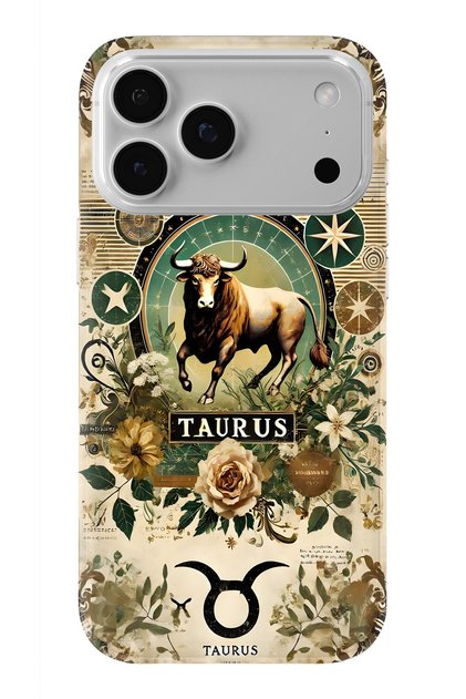 iPhone 17 Pro Compatible Transparent Phone Case with Taurus Pattern