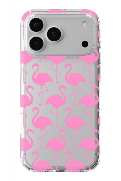 iPhone 18 Pro Compatible Flamingo Patterned Transparent Phone Case