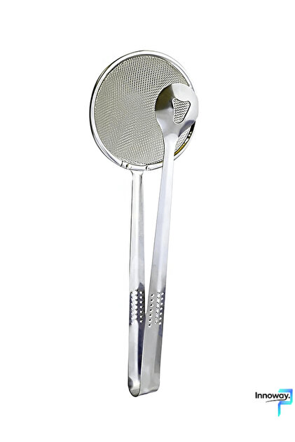 Stainless Steel Colander with Tongs – Oil Straining, Frying, and Serving Tongs