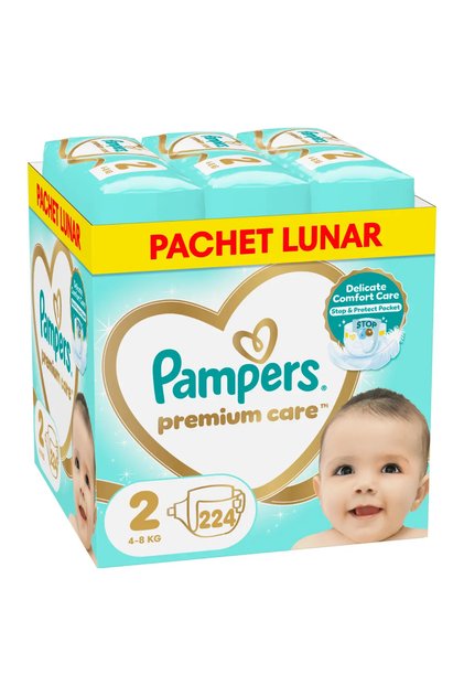 Scutece Premium Care XXL Box Marimea 2, 4-8kg, 224 buc