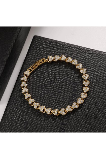 Gold Color Luxury Roman Crystal Geometric Chain Bracelets for Women Trendy 2024 Goth Full Rhinestone