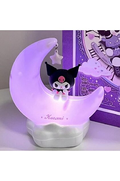 Ay Üzerinde Uyuyan Kuromi Şarjlı Mini Gece Lambası