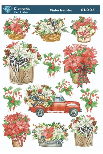 Diamond Water Transfer Paper Sl0051 25X35Cm - New Year's Floral
