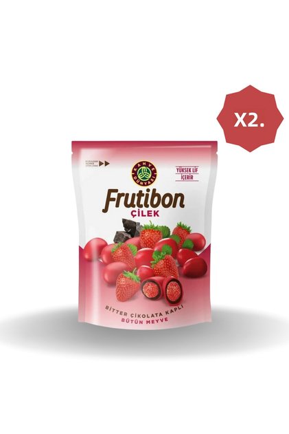 Frutibon Bitter Strawberry Dragee with Chocolate Cover 50 Gr - (2 Pieces)