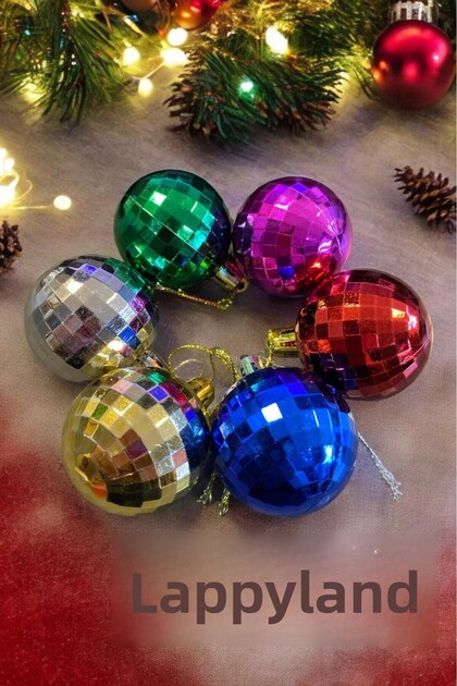 Christmas Tree Decoration Disco Balls 6 Pieces Colorful 4 cm