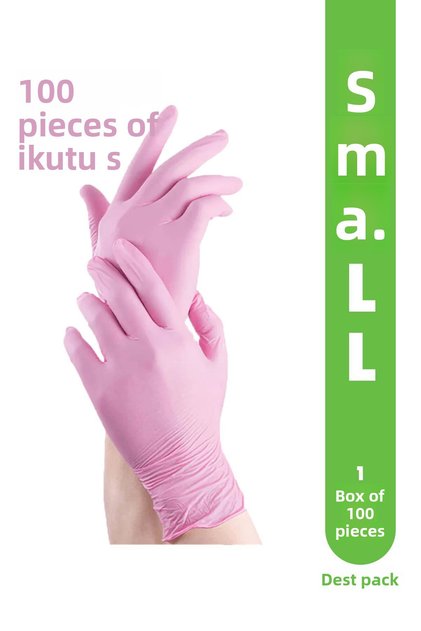 Pink Nitrile Gloves - Powder Free Exam Gloves - Food Grade (Small) (1 Box-100 Pcs)