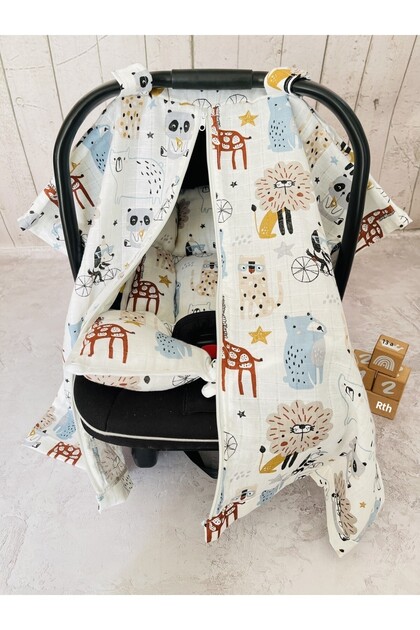 Animals Muslin Cloth Stroller Cover And Baby Carrier Cushion