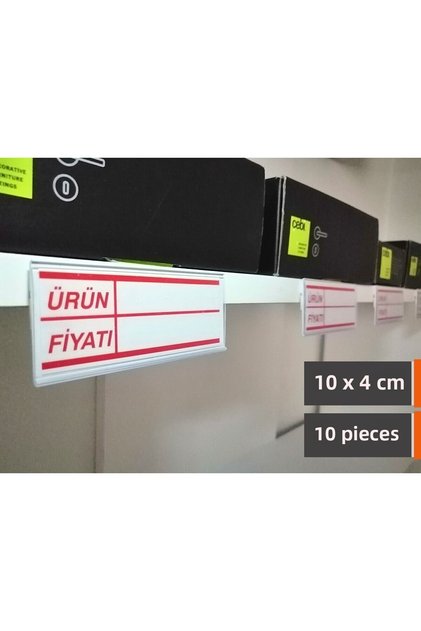 10 Pieces Shelf Front Adhesive Label Holder 10x4 cm and Erasable Plastic Label, Product Price Label Set
