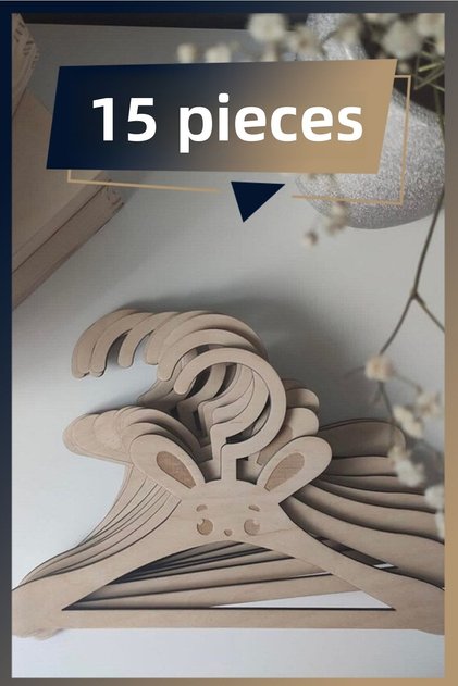 Woodnest Mdf Children's Hanger 15 Pieces Cute Hanger Baby Hanger