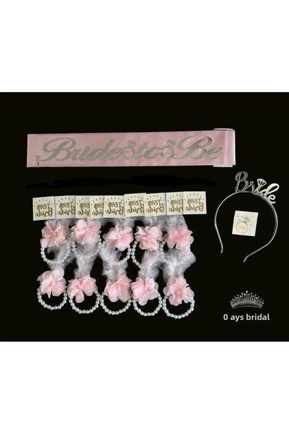 Pink Bride to Be Bridesmaid Bracelet and Tattoo, Bridal Crown Sash Bachelorette