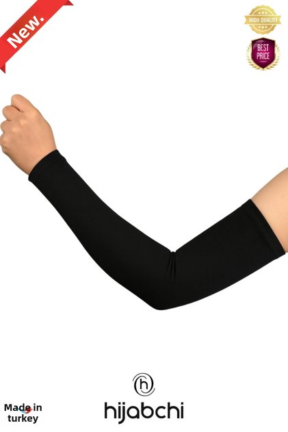 Practical Hijab Sleeves Combed Cotton Prayer Sleeves - Viscose Stretch Fabric - Black