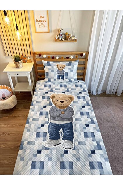 Cute Teddy Bear Patterned Pique