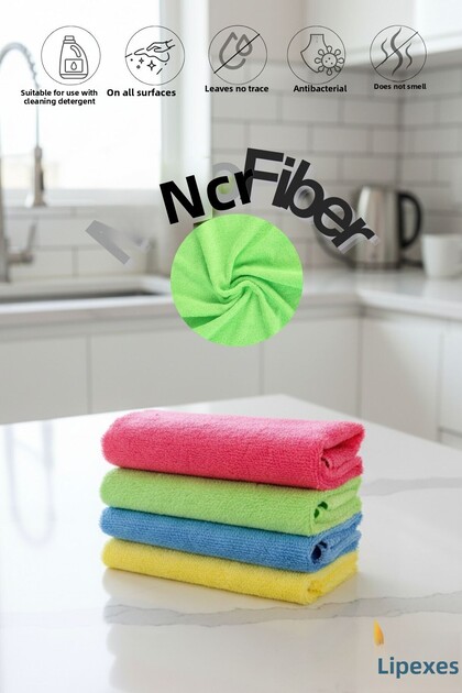 4 Pieces of 40X40 Ultra Absorbent 240 Gsm Microfiber Cleaning Cloth
