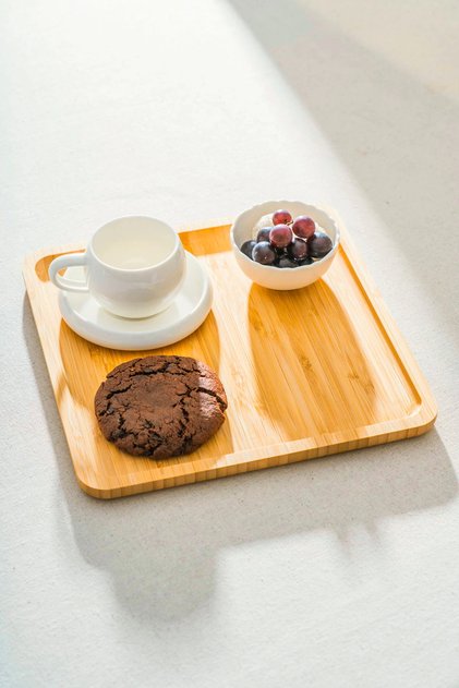 Mario - Bamboo Luxury Square Cake Presentation Plate 25 X 25 cm