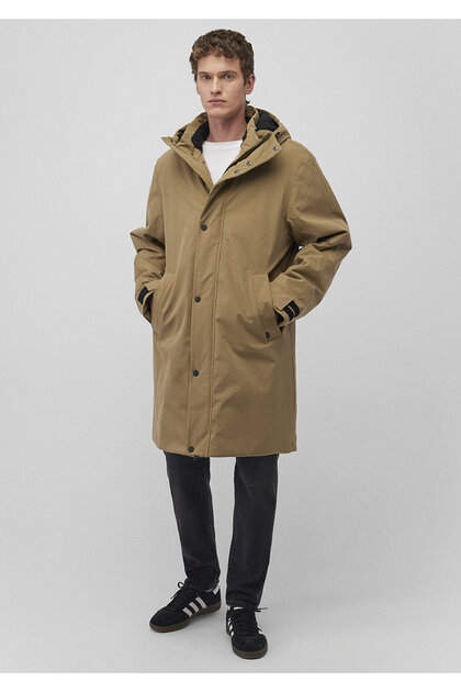 Mavi Kapüşonlu Kahverengi Parka Loose Fit / Bol Rahat Kesim