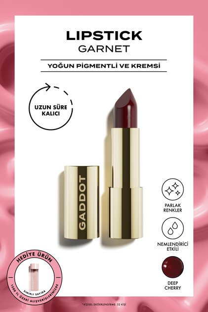 Garnet - Moisturizing Bright Burgundy Lipstick - Intense Color in One Application