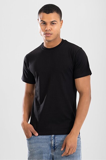 Men's Crew Neck Cotton Undershirt T-Shirt Black