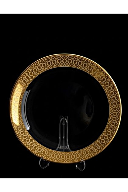 Lale Kumlama Gold Detaylı Pasta Tabağı 19 cm - Tekli Şık Sunum