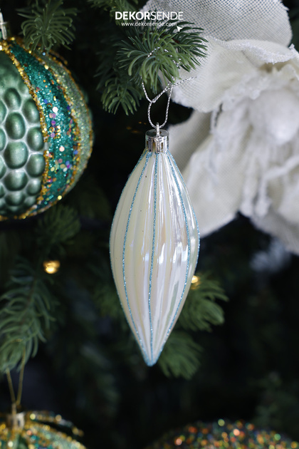 Christmas Ornament Pearlescent 3-Piece Ball Blue 13 cm