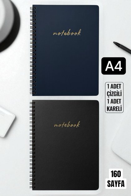 A4 Okul Defteri Bakır Spiralli Defter Seti (1 Çizgili + 1 Kareli) | Ofis & Okul İçin Şık Tasarım