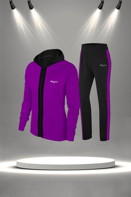 Plus Size Women's Purple New Supra Combed Cotton All Seasons Walking Jogging Tracksuit Set (4Xl-10Xl)
