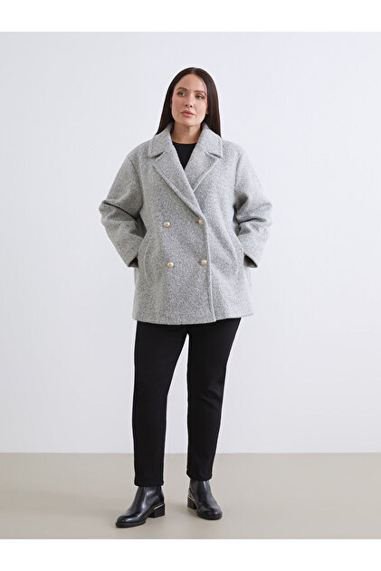 LC Waikiki LCW Modest Kruvaze Yaka Oversize Kadın Kaşe Kaban (W5