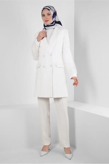 STONE PRINTED CREPE DOUBLE PANT SUIT 30329