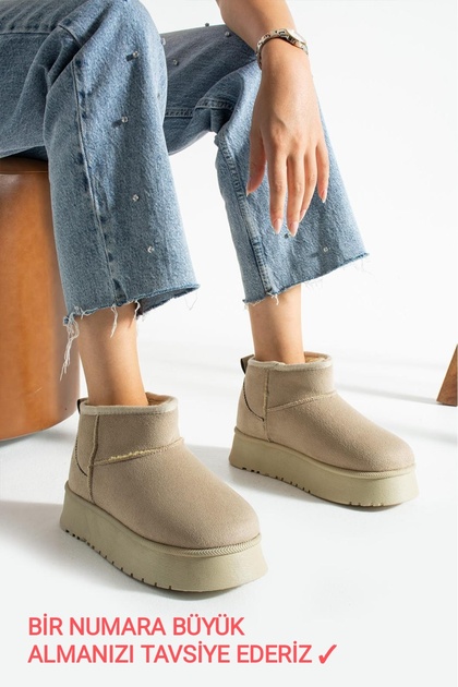 Women's Thick Sole Suede Fur Lined Ankle Boots
