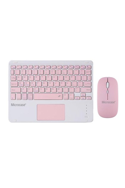 Tablet Ve Telefonlar Için Bluetooth Touchpad Klavye Ve Mouse Set - Pembe Al3560