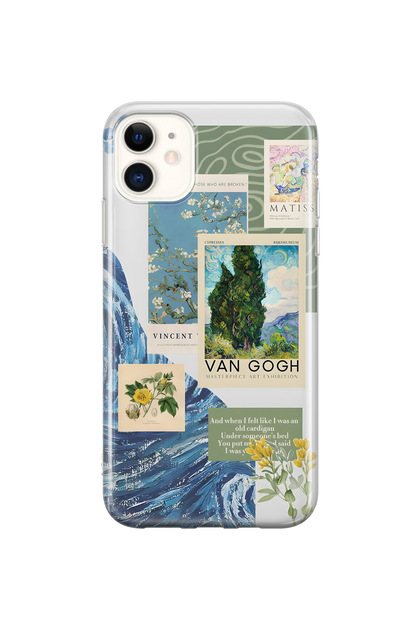 iPhone 11 Compatible Van Gogh Patterned Transparent Phone Case