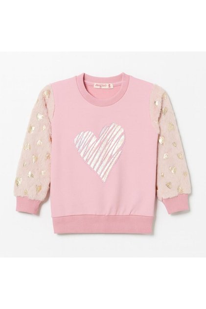 Sweatshirt with Plush Detail on the Sleeves