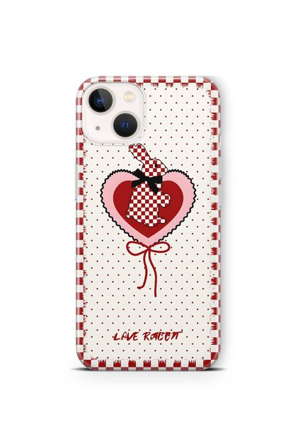 iPhone 14 Compatible Red Checkered Rabbit Pattern Transparent Phone Case